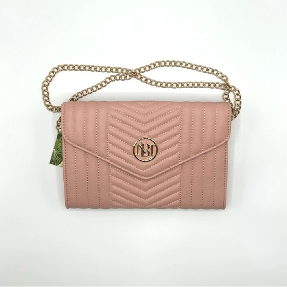 Badgley Mischka Pink Quilted Chain Shoulder Bag